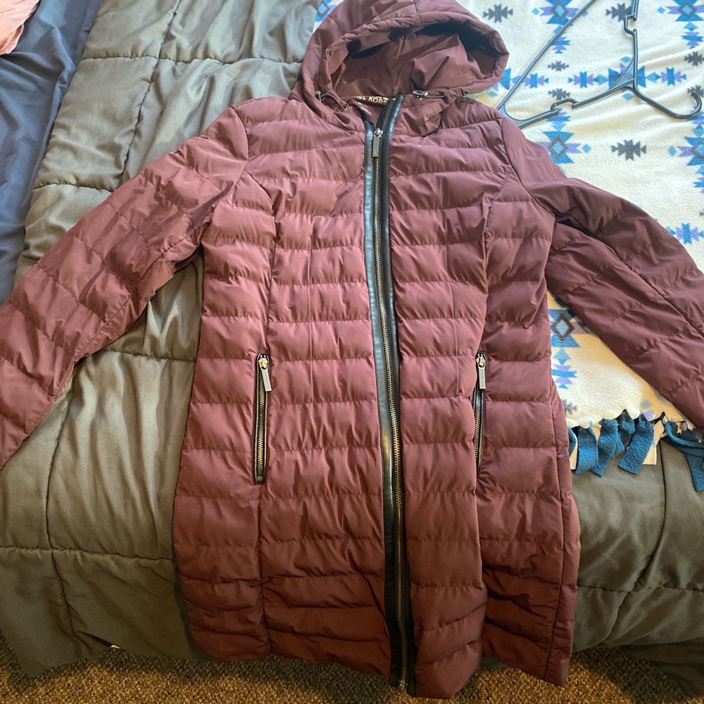 Michael Kors Maroon Puffer Jacket